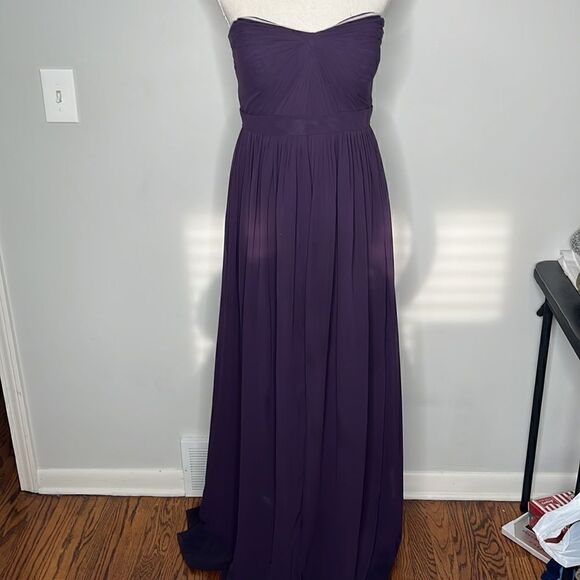 Jenny Yoo Collection Deep Purple Maxi Strapless Wedding Dress Size 10 - Picture 3 of 8